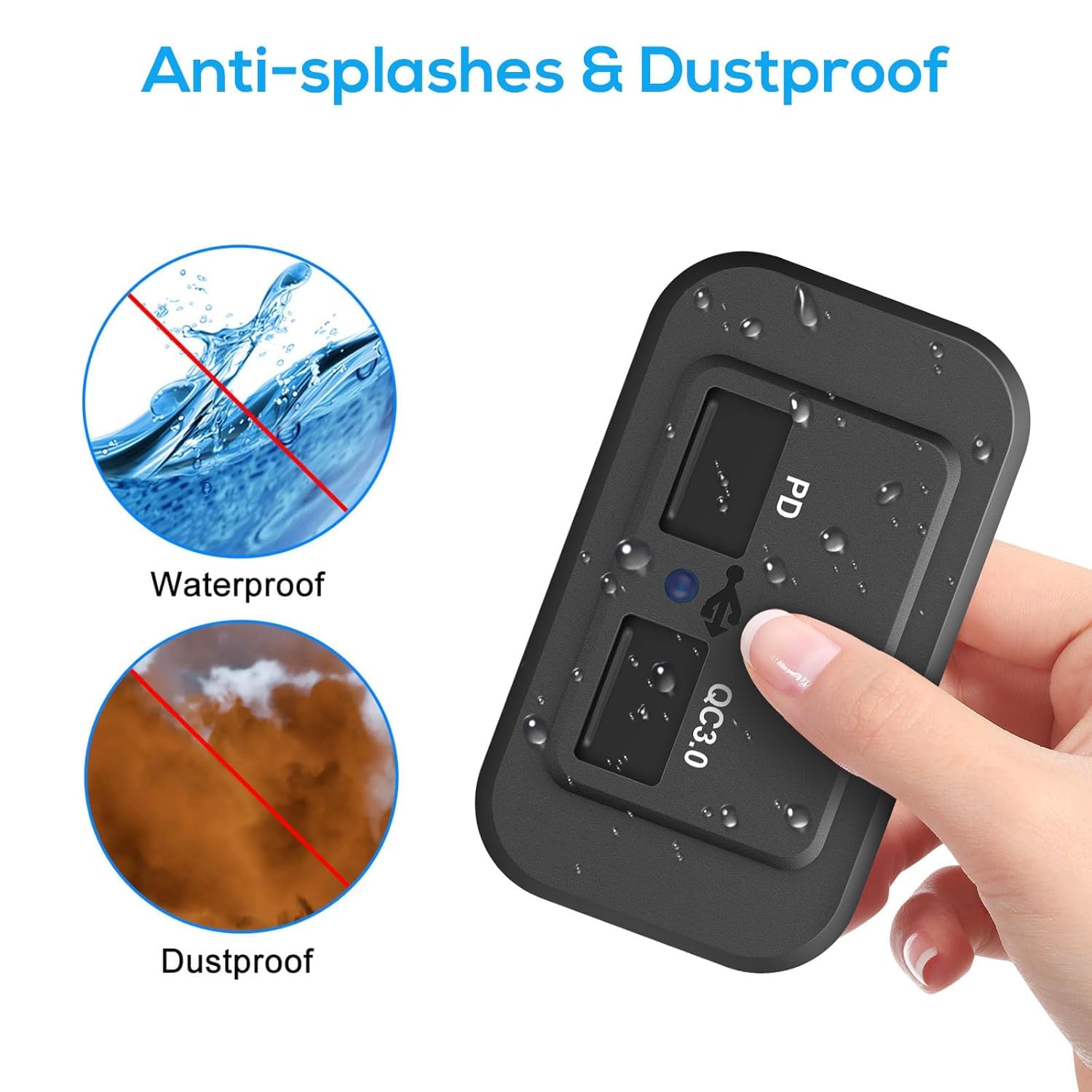 USB Outlet 12V RV , QC3.0 USB A Port & USB C Port Surface Mount Charging Socket Panel for Car Marine Motorcycle