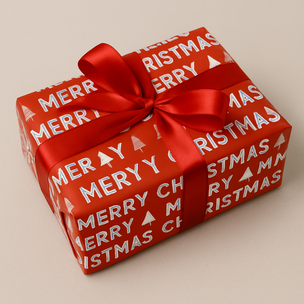 Festive Red Merry Christmas Gift Wrap