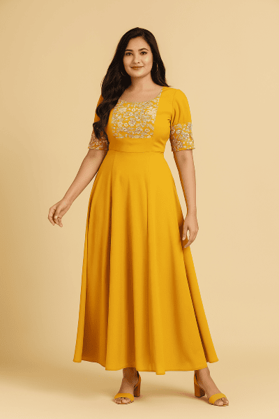 Zaina (Size-38) - Yellow color Anarkali That197