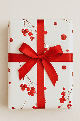 Festive Red Berry Gift Wrap