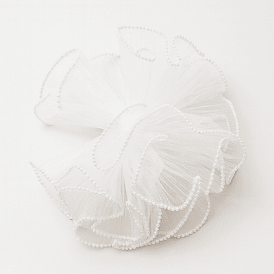 White Organza Frill Both side Pearl