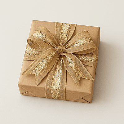 Natural Jute Ribbon With Glitter Sequin Center