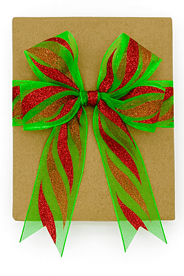 Parrot Green Sheer with Glitter Leaf