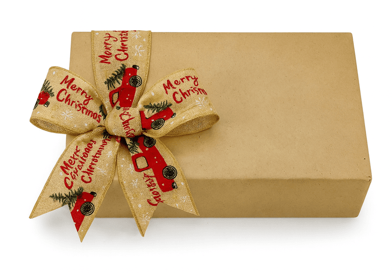 Merry Christmas Natural Burlap Ribbon