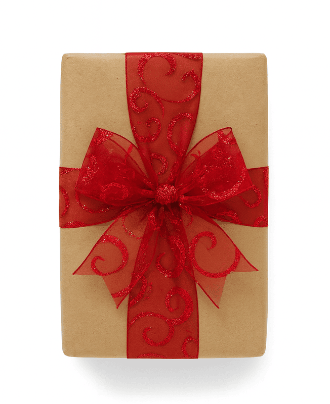 Red Sheer ribbon with glitter Swirley