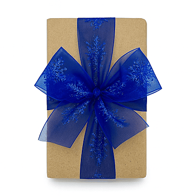 Indigo Blue Sheer with Glitter Snowflakes