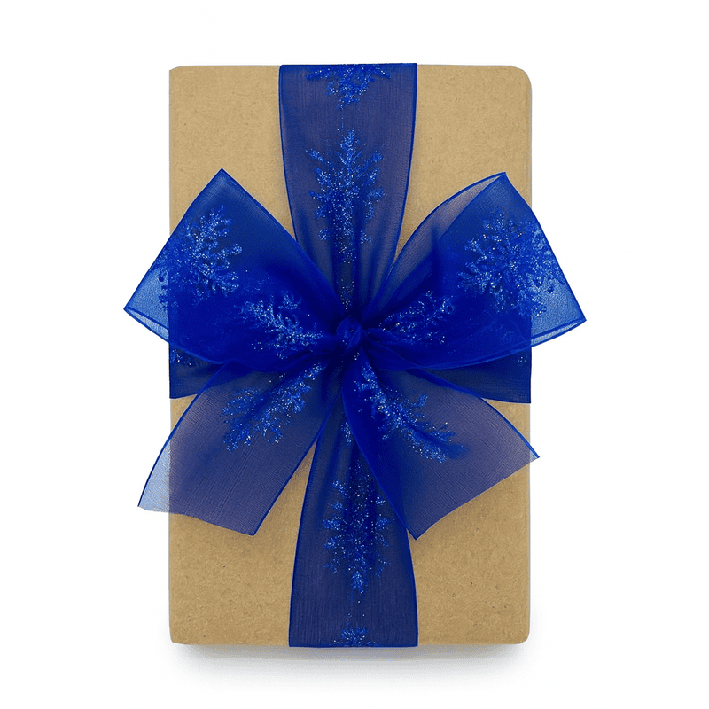 Indigo Blue Sheer with Glitter Snowflakes