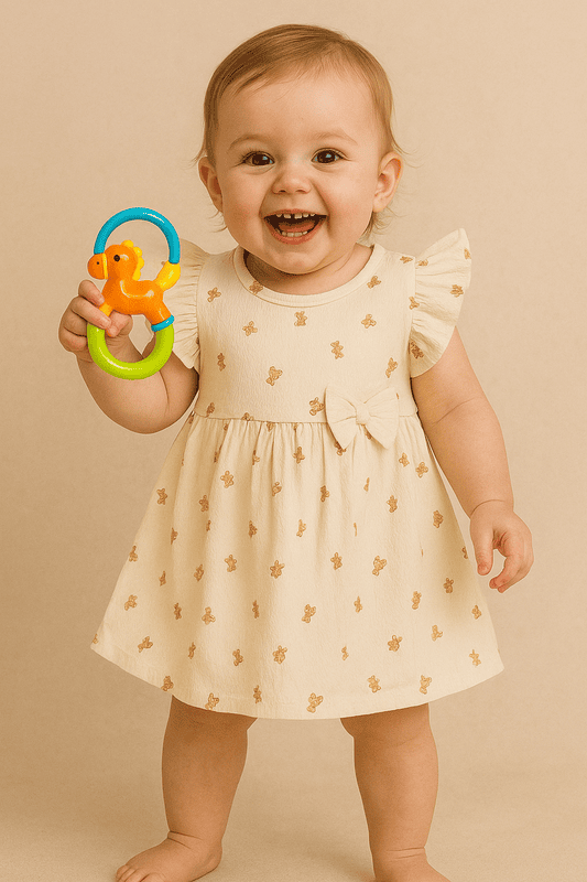 Cotton Frock-Teddy print Cotton Frock-Teddy print