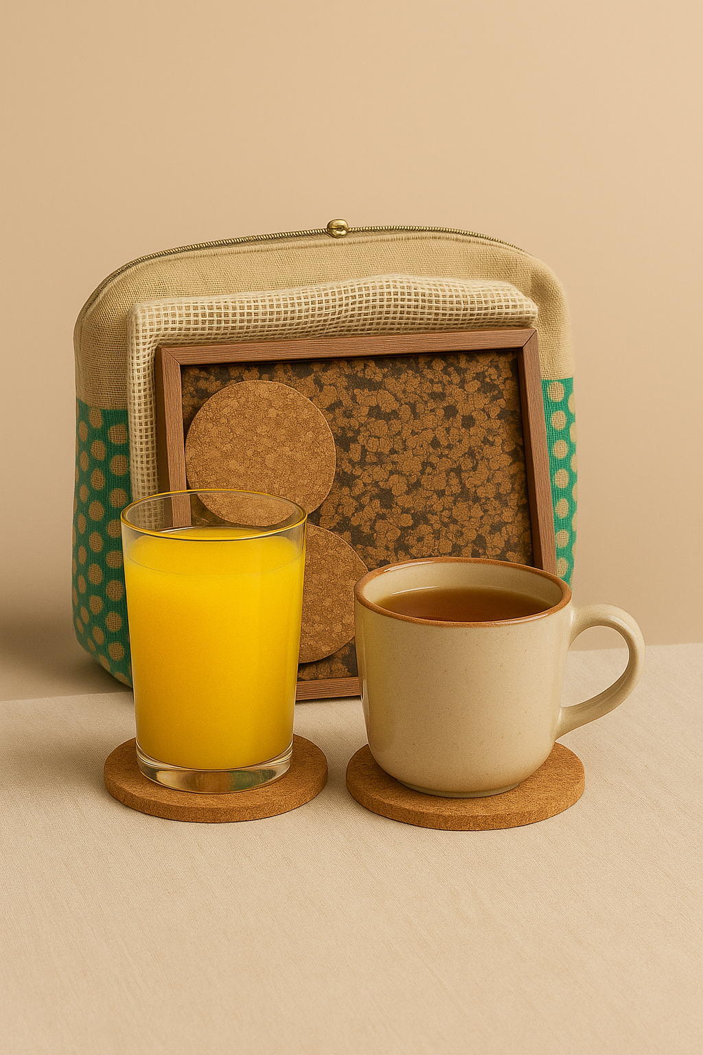 Eco Cork Essentials | Eco friendly Big Cork tray & Coasters set Eco Cork Essentials | Eco friendly Big Cork tray & Coasters set