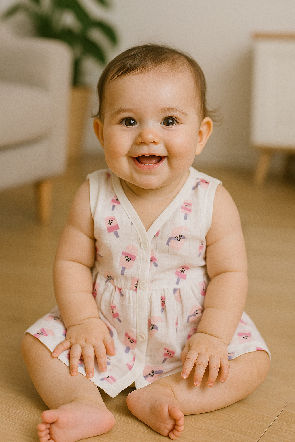 Muslin Frock - Ice Cream Muslin Frock - Ice Cream