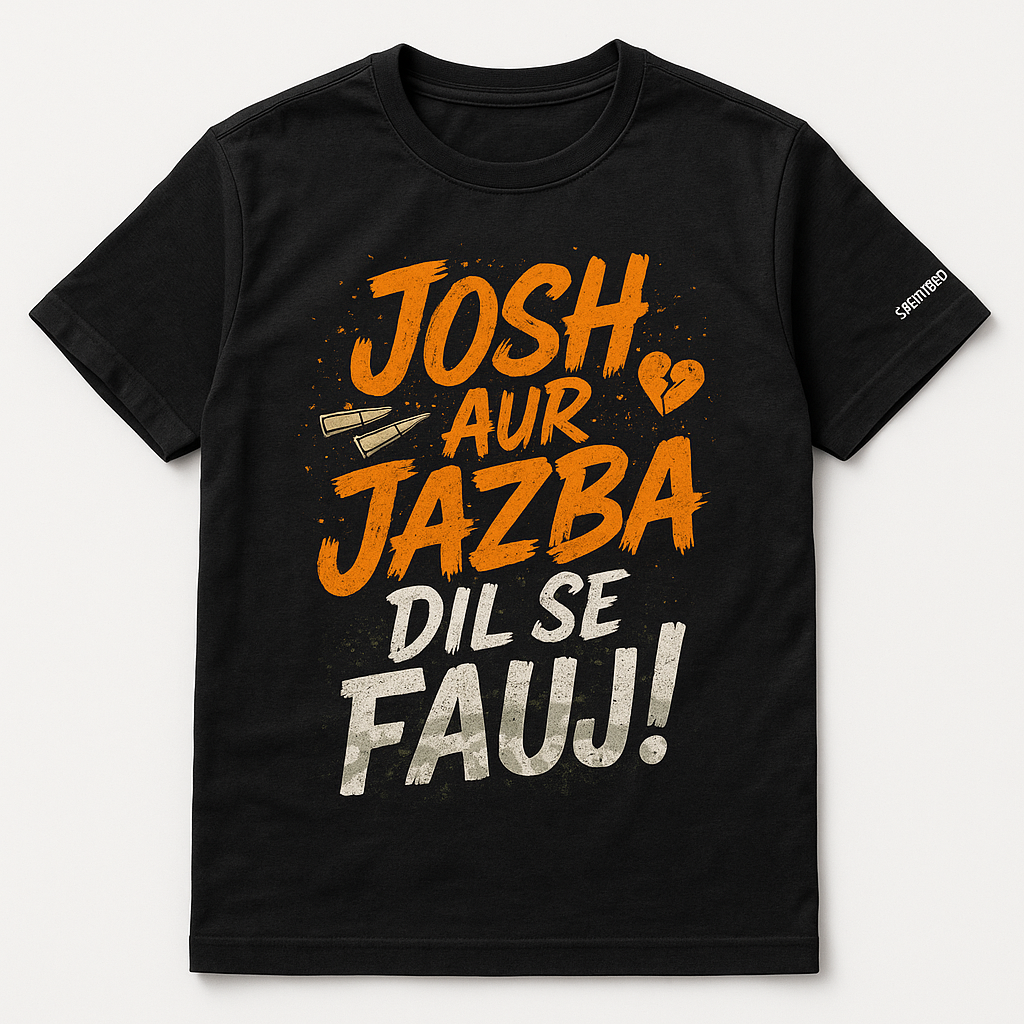 Josh Aur Jazba Indian Army T-Shirt – Dil Se Fauji | Patriotic Graphic Tee for Men
