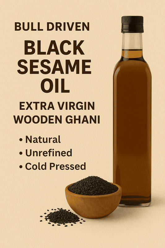 Black Seasme Oil-Bull Driven, Extra Virgin, Wooden Ghani (Natural, Unrefined & Cold Pressed)
