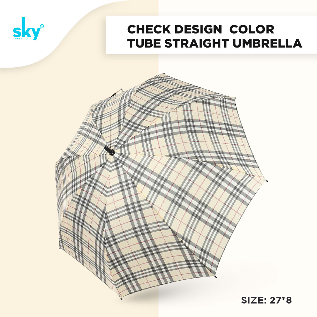 Check design Color Tube Straight Umbrella (6pcs Pack) Check design Color Tube Straight Umbrella (6pcs Pack)
