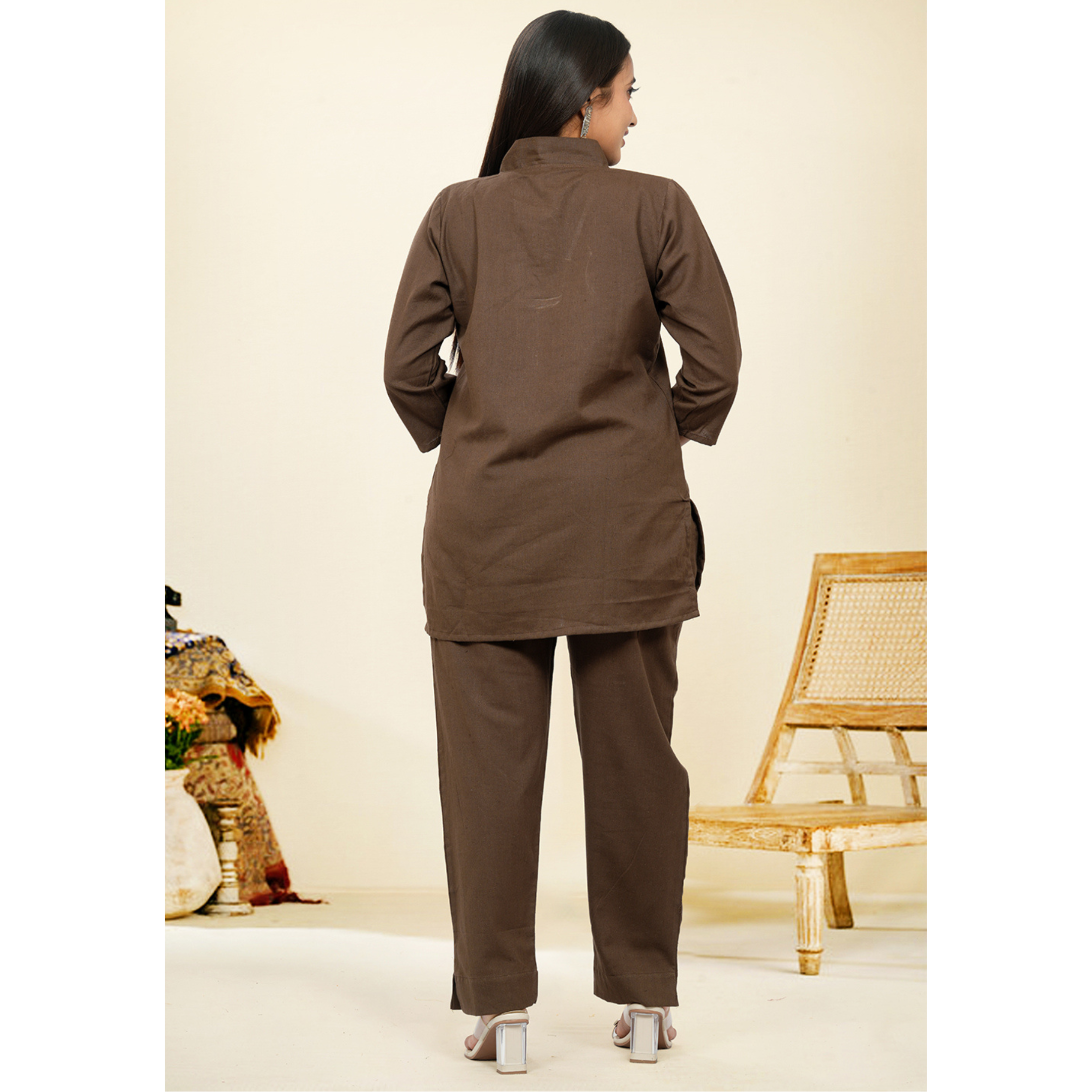 Nivaah Coffee Cotton Short Co-Ord Set