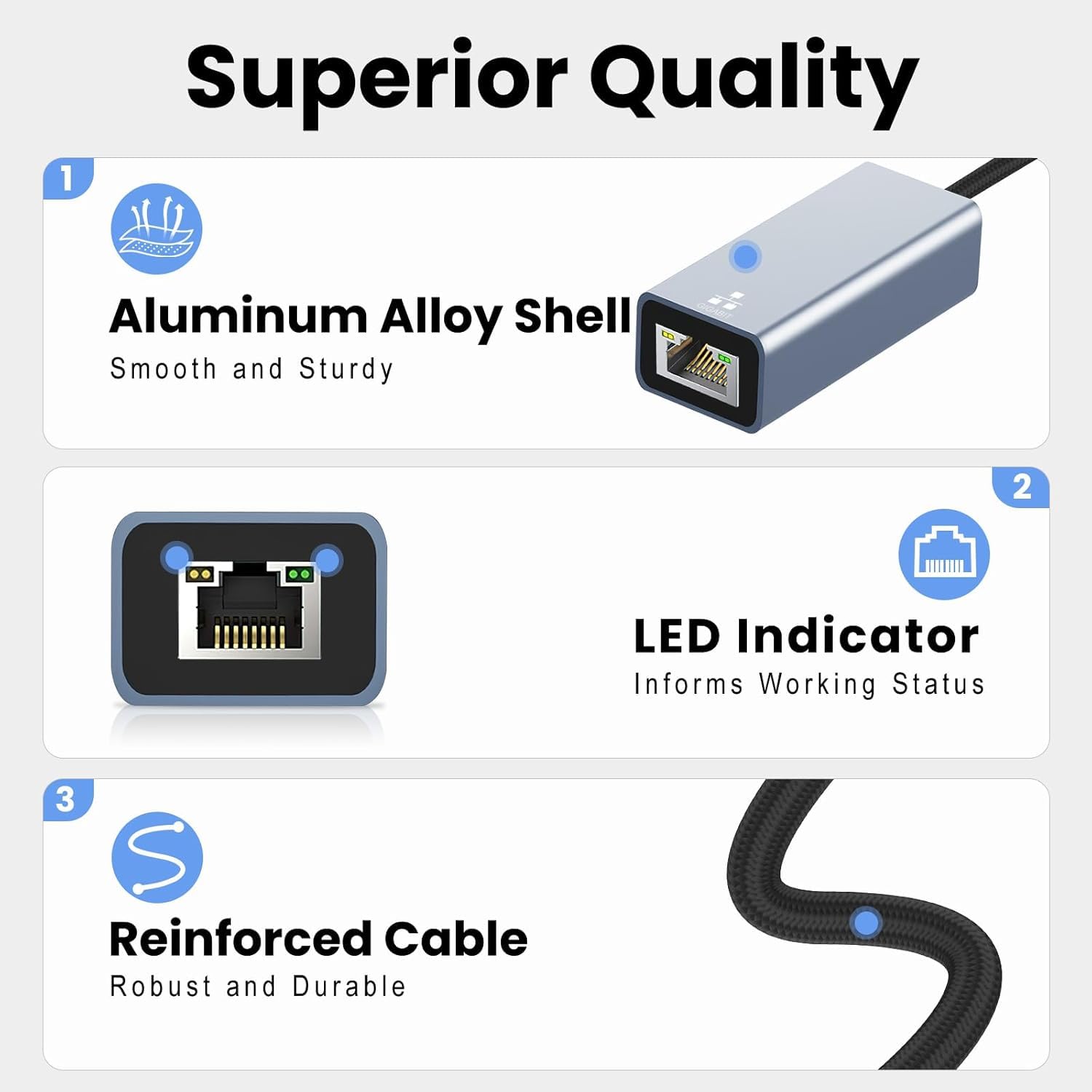 Ethernet Adapter USB 3.0 + Type-C to RJ45 I 100/1000 MBPS Network LAN Speed I for Laptop, Desktop, Gaming Console,Chromebook and MacBook I Fully Metal Body Ethernet Adapter USB 3.0 + Type-C to RJ45 I 100/1000 MBPS Network LAN Speed I for Laptop, Desktop, Gaming Console,Chromebook and MacBook I Fully Metal Body