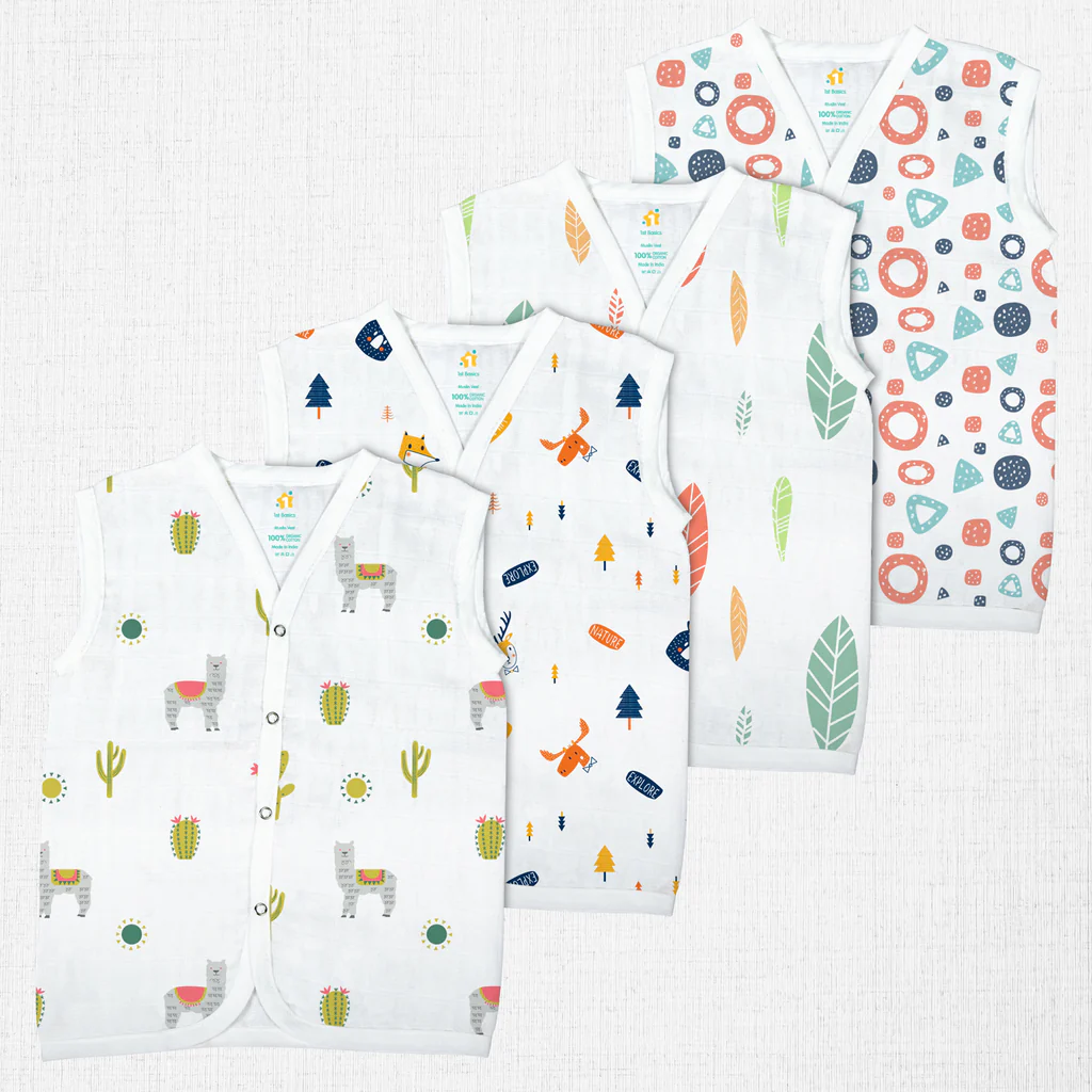 1st Step Muslin Button Jhabla - Medium (6-9Months)