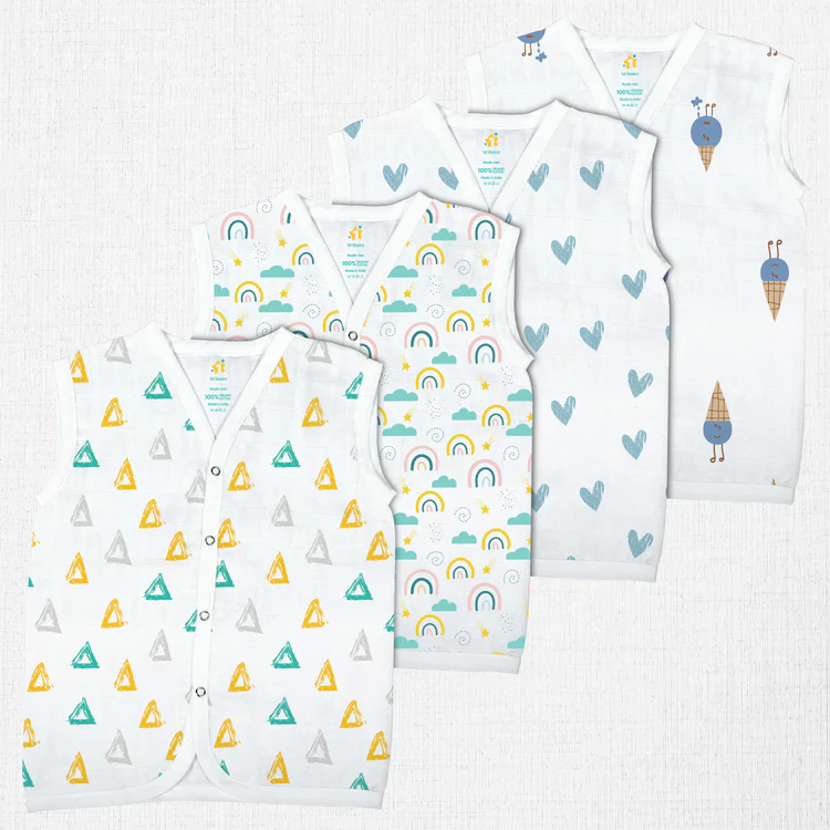 1st Step Muslin Button Jhabla - Small (0-3 Months)