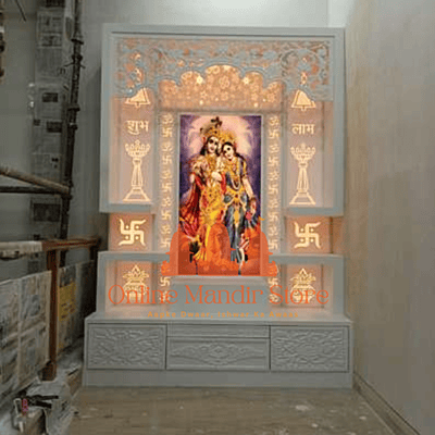 Radha Krishan Full Corian Mandir with Backlight