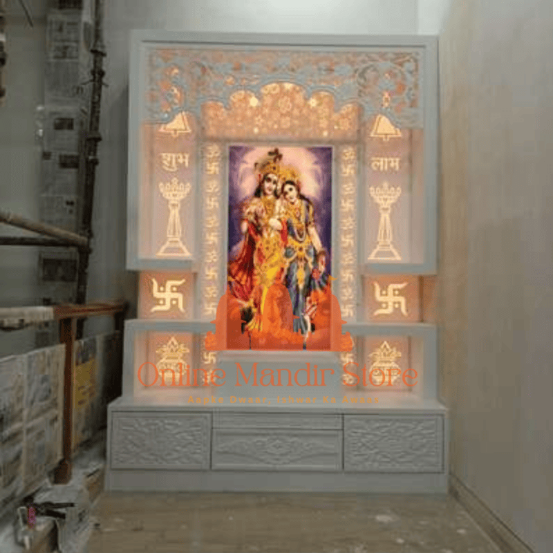 Radha Krishan Full Corian Mandir with Backlight