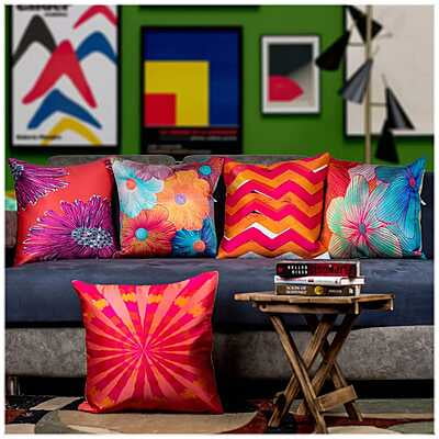 Abstract Digital Printed Cushion Cover Set of 5-14