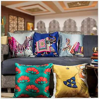 Figures Digital Printed Cushion Cover Set of 5-12