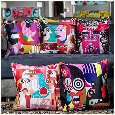 Figures Digital Printed Cushion Cover Set of 5-13