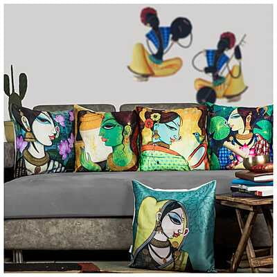Figures Digital Printed Cushion Cover Set of 5-7