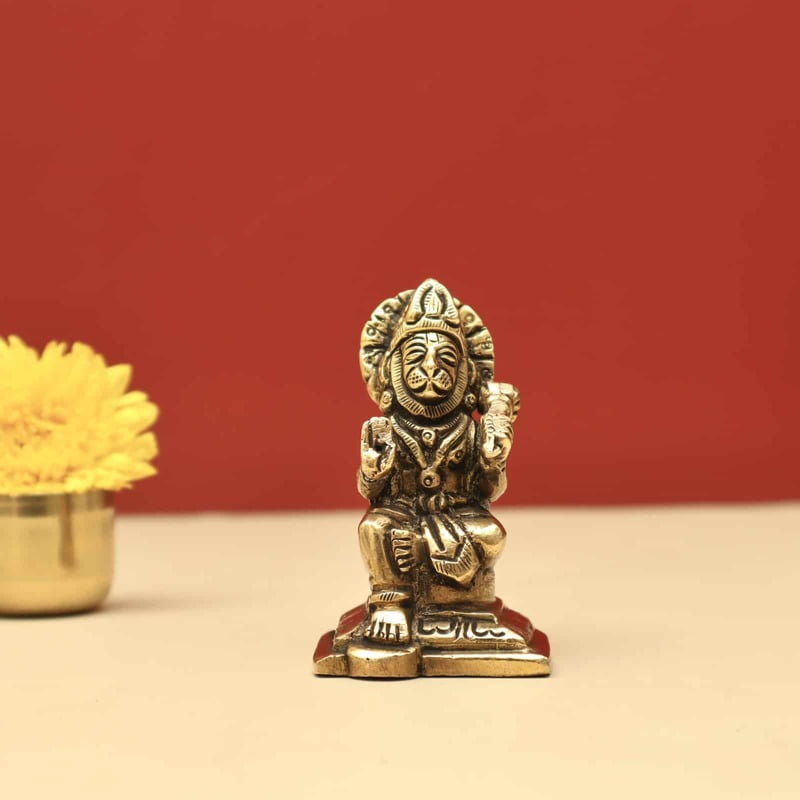 Brass Sitting God Hanuman Idol - 2.5 inch Height | Serene Brass Idol of Sitting Lord Hanuman for Devotee's Delight Brass Sitting God Hanuman Idol - 2.5 inch Height | Serene Brass Idol of Sitting Lord Hanuman for Devotee's Delight