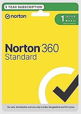 Norton 360 Standard |1 User 3 Year|Total Security for PC, Mac, Android or iOS | PC Cloud Back Up