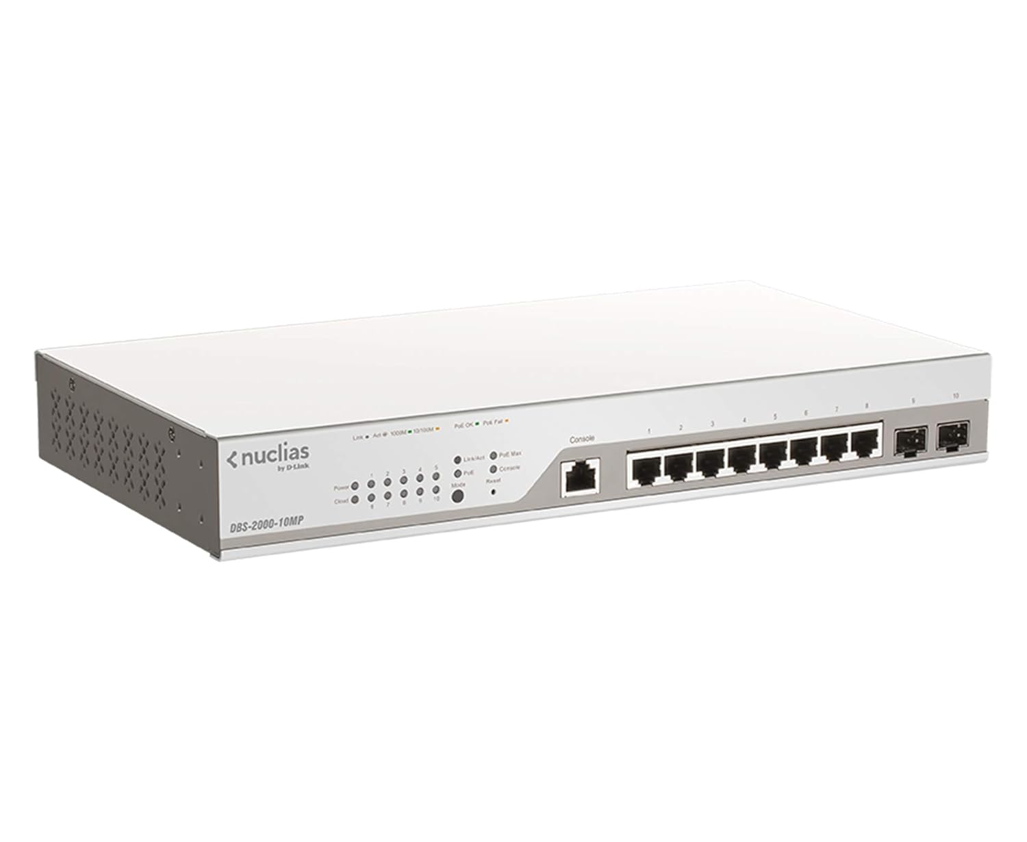 D-Link (DBS-2000-10MP) 10-Port PoE+ Switch Gigabit Ethernet Nuclias Cloud-Managed, 8 x PoE (130 Watt) & 2 x Gigabit Combo Ports D-Link (DBS-2000-10MP) 10-Port PoE+ Switch Gigabit Ethernet Nuclias Cloud-Managed, 8 x PoE (130 Watt) & 2 x Gigabit Combo Ports