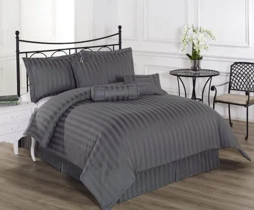 Sofrito Bedsheet Glace Cotton 300 TC - Striped - Steel Grey Sofrito Bedsheet Glace Cotton 300 TC - Striped - Steel Grey