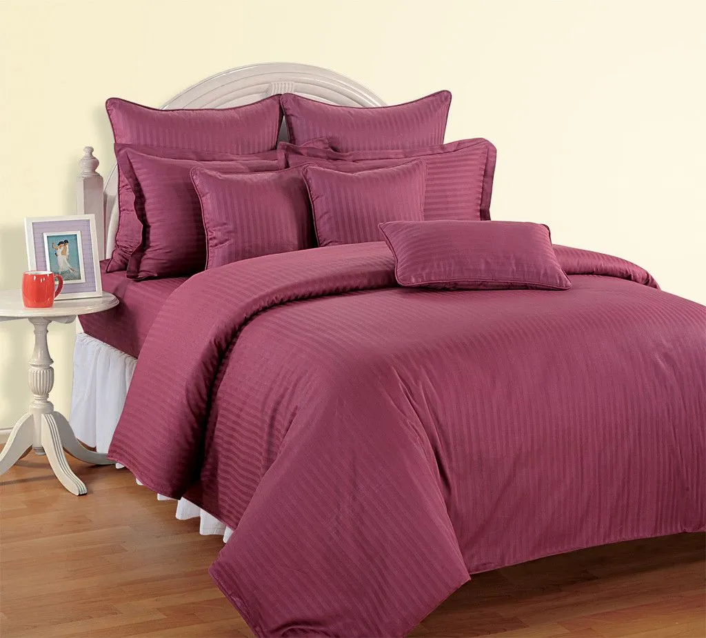 Pillow Cover Non-Framed Glace Cotton 300 TC - Striped - Plum