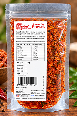 CINDER DRY PRAWNS ROAST 50G - READY TO EAT