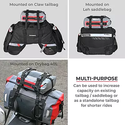 Viaterra Drybag 8L - 100% Waterproof Motorcycle Tailbag/Rear Rack Bag (Universal with Versatile Mounting)