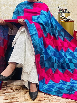Chinon Multi Jaal Phulkari Dupatta-White-3 Chinon Multi Jaal Phulkari Dupatta-White-3