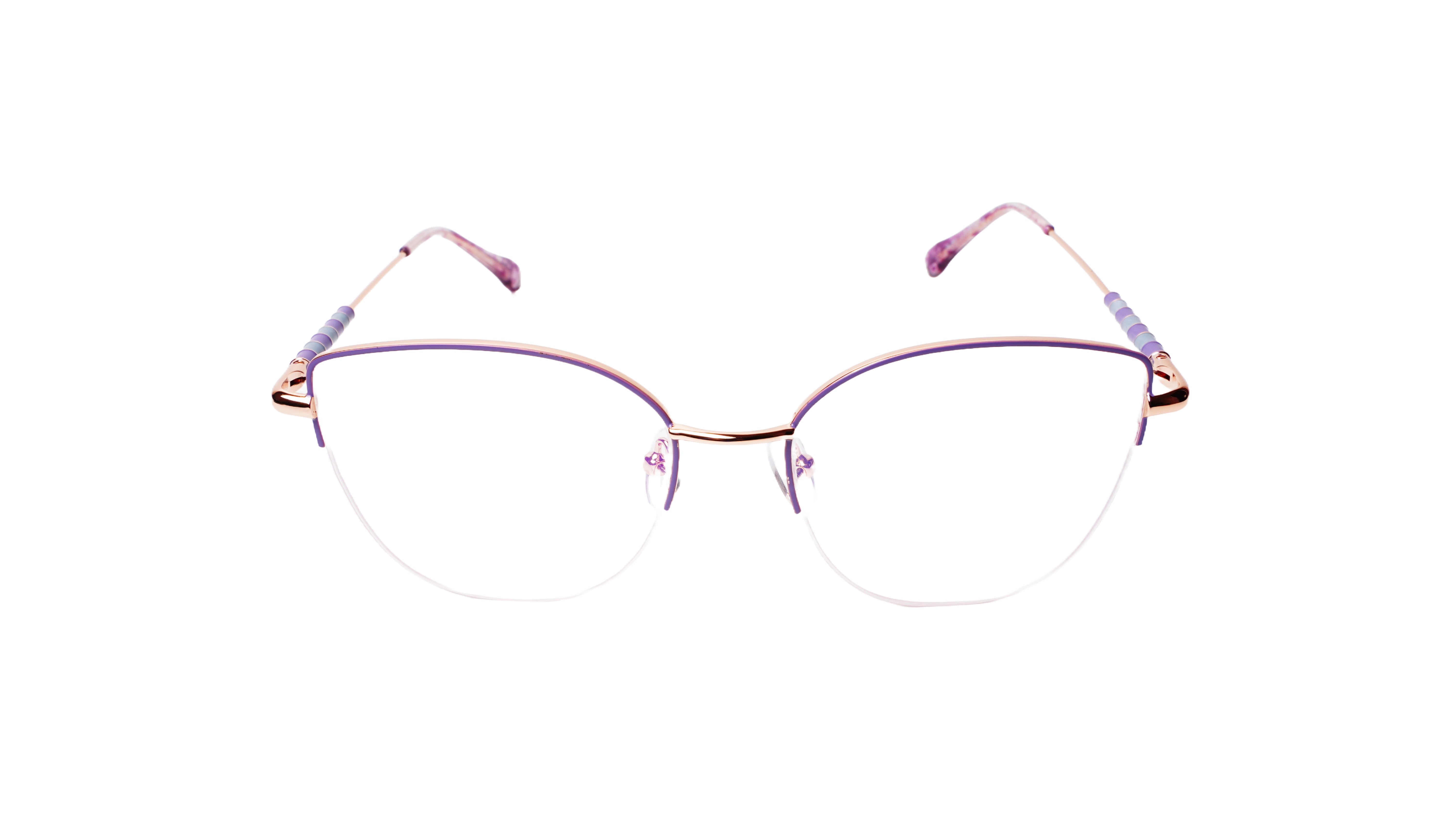 Soigné Female Medium Half Rim Cat Eye Spectacle Frame.Rose Gold&Purple