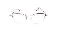 Soigné Female Medium Half Rim Cat Eye Spectacle Frame.Rose Gold&Purple