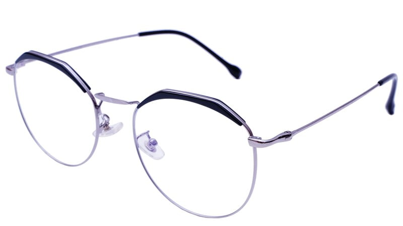 Unisex Round Spectacle Frame. Silver &Black Color Metal Frame. Unisex Round Spectacle Frame. Silver &Black Color Metal Frame.