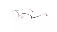 Soigné Female Medium Half Rim Cat Eye Spectacle Frame.Rose Gold&Purple