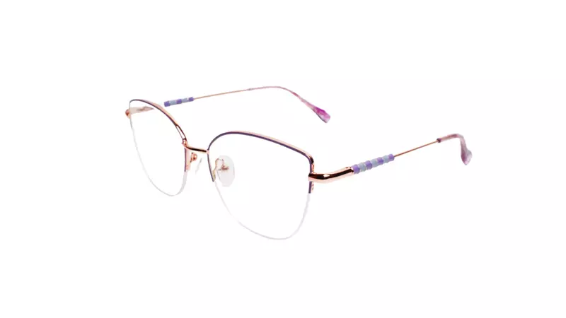 Soigné Female Medium Half Rim Cat Eye Spectacle Frame.Rose Gold&Purple