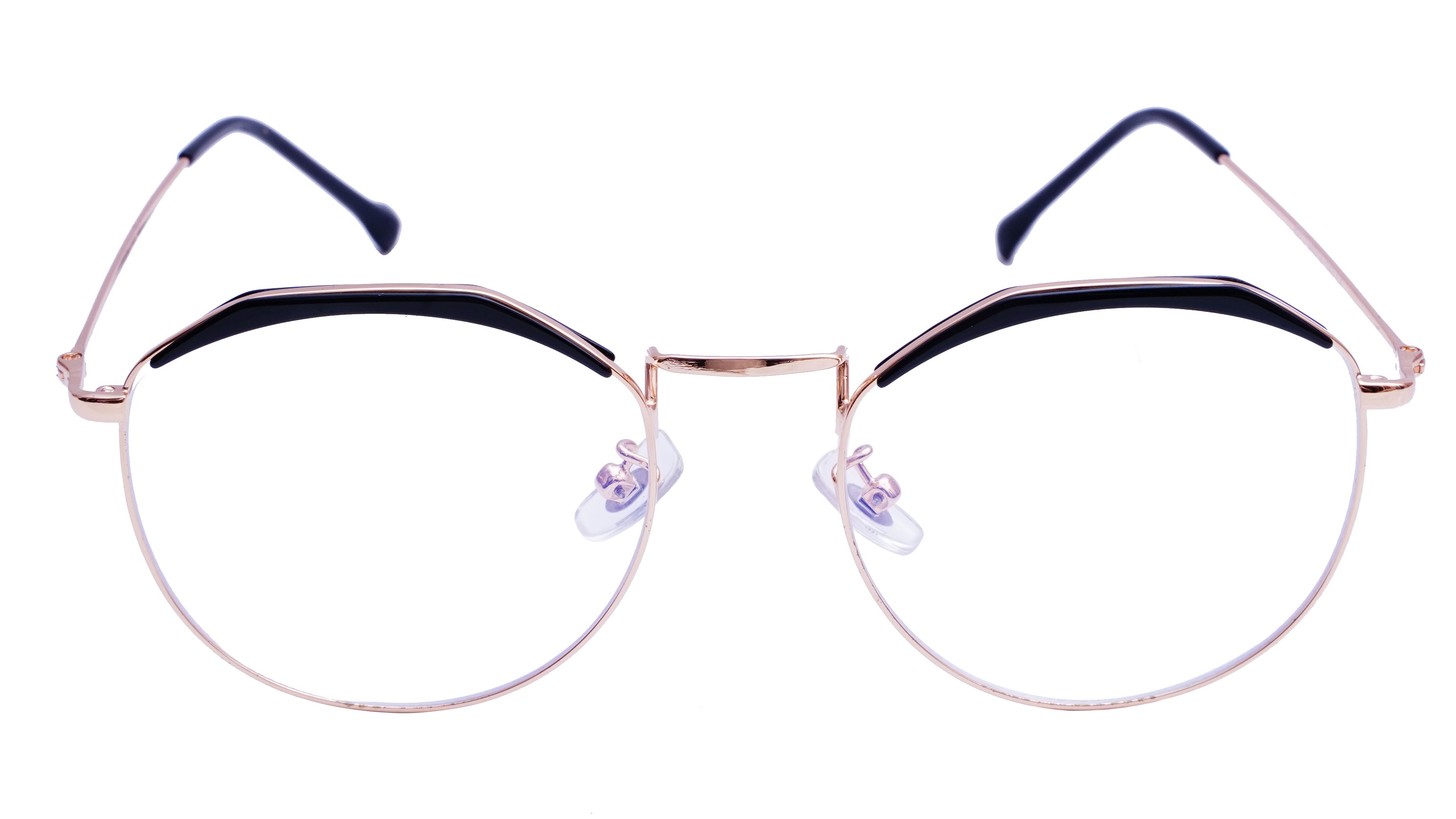 Unisex Round Spectacle Frame. Black &Golden Color Metal Frame.