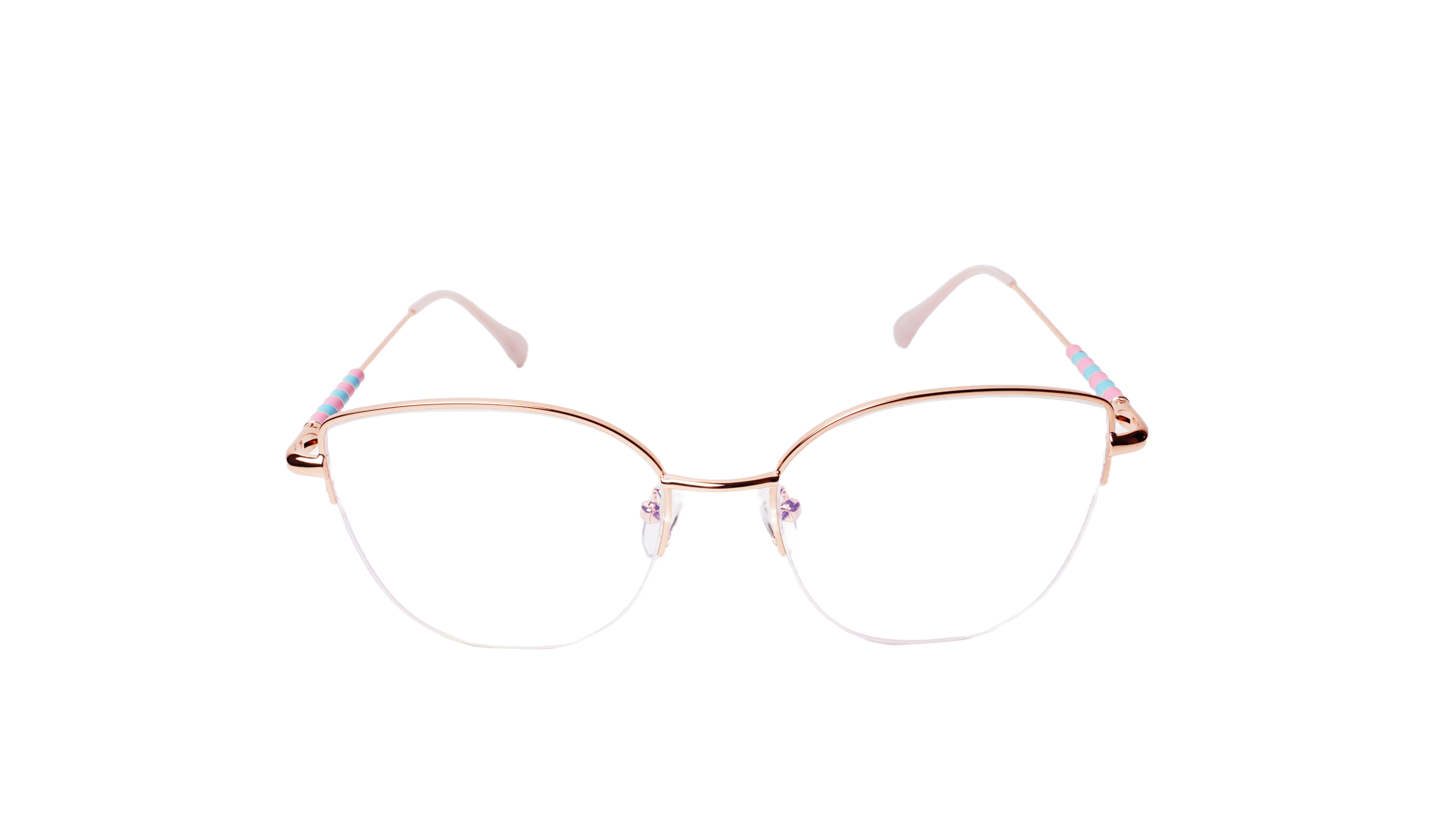 Soigné Female Medium Half Rim Cat Eye Spectacle Frame.Rose Gold