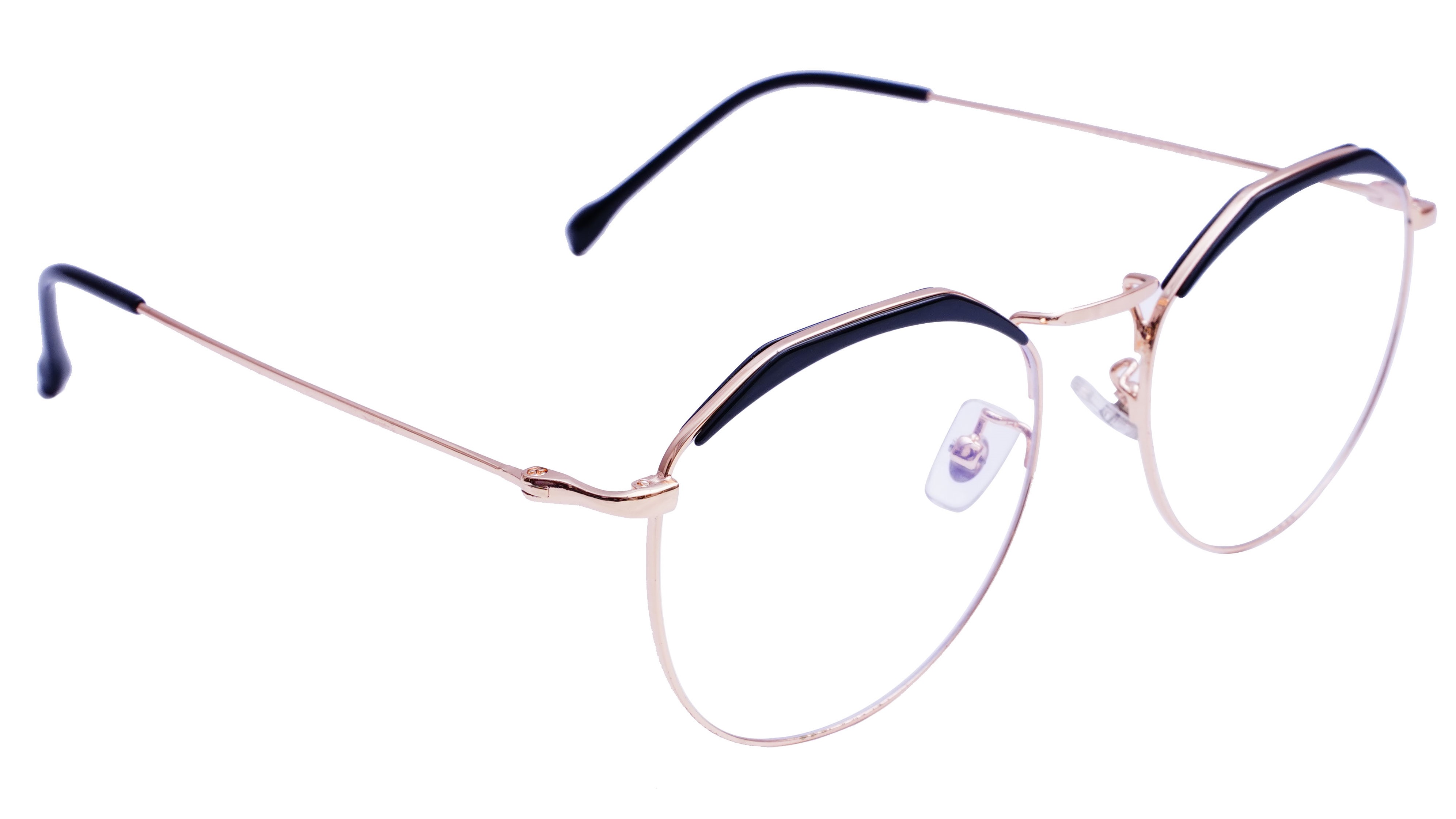 Unisex Round Spectacle Frame. Black &Golden Color Metal Frame.