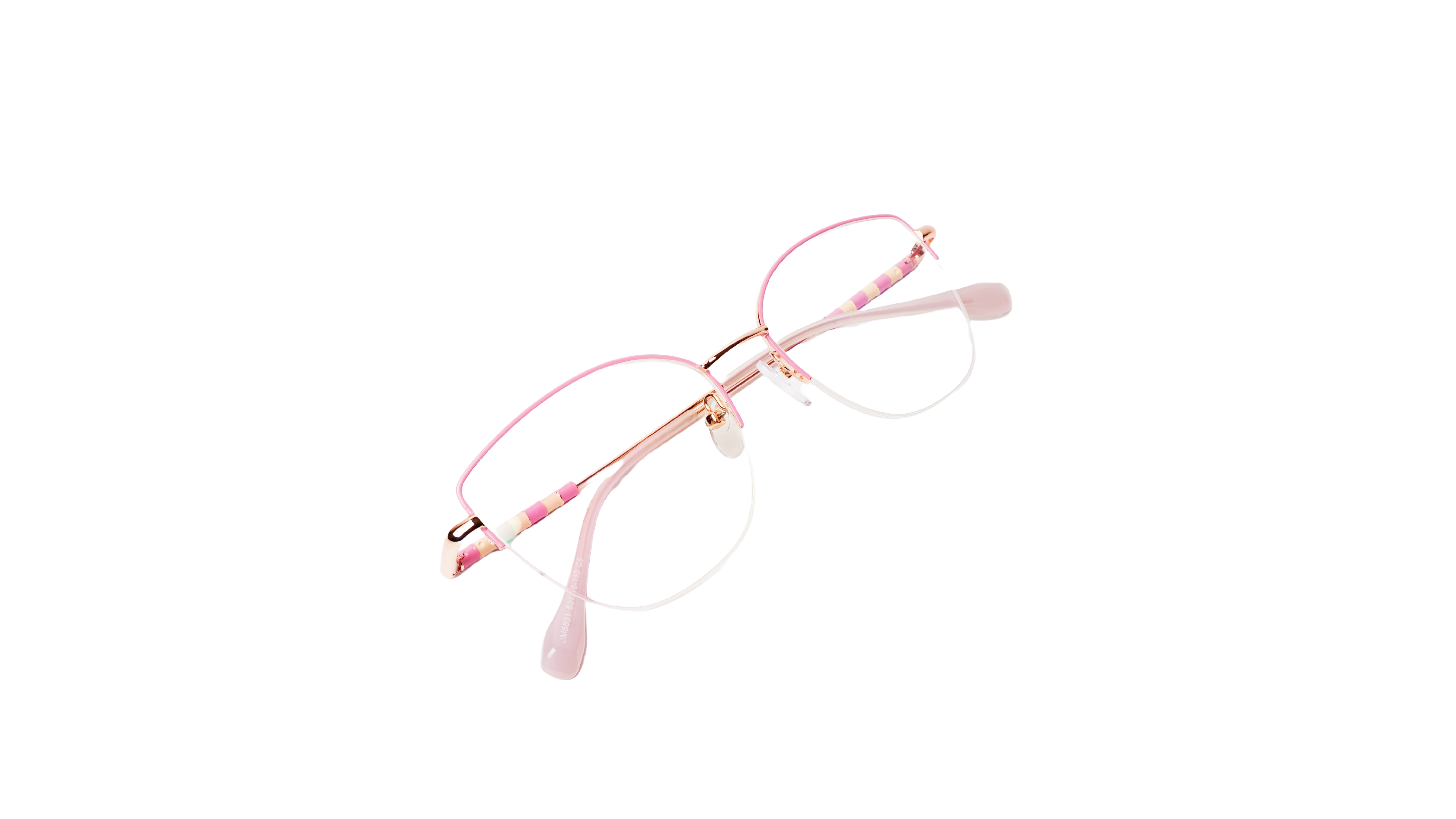 Soigné Female Medium Half Rim Cat Eye Spectacle Frame.Rose Gold&Pink