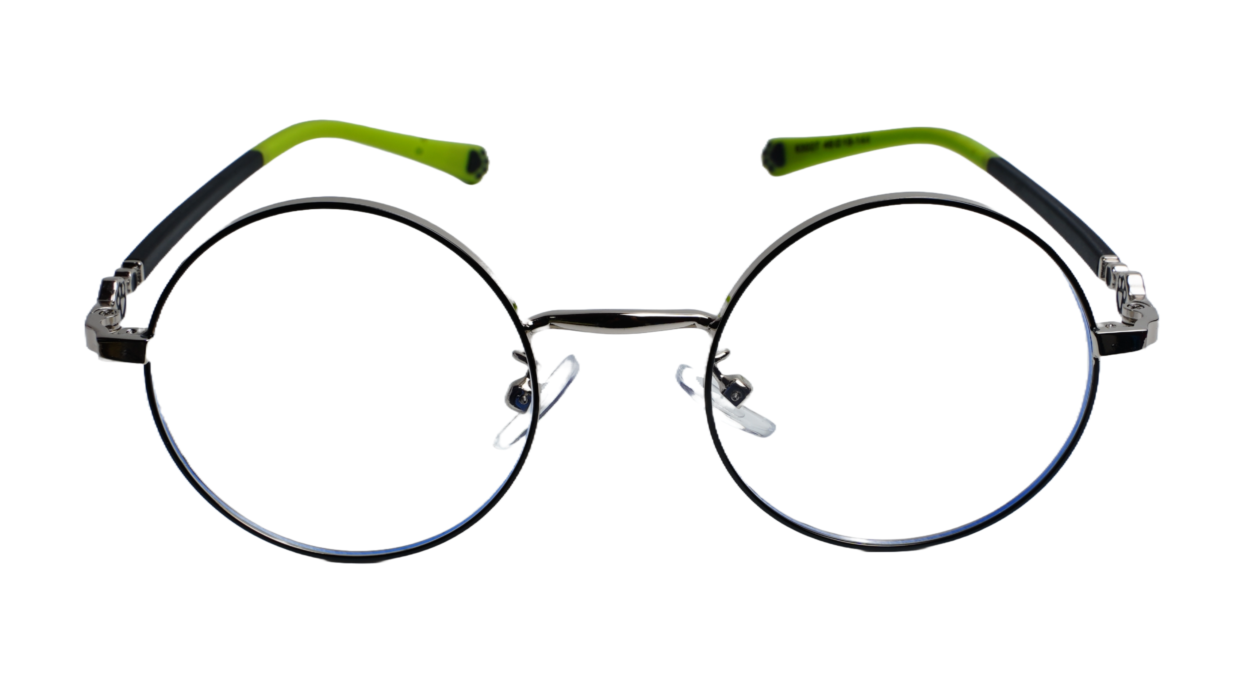 Soigné Kids Small Round Spectacle Frame.Black&Green.(4-9)Y-Unisex