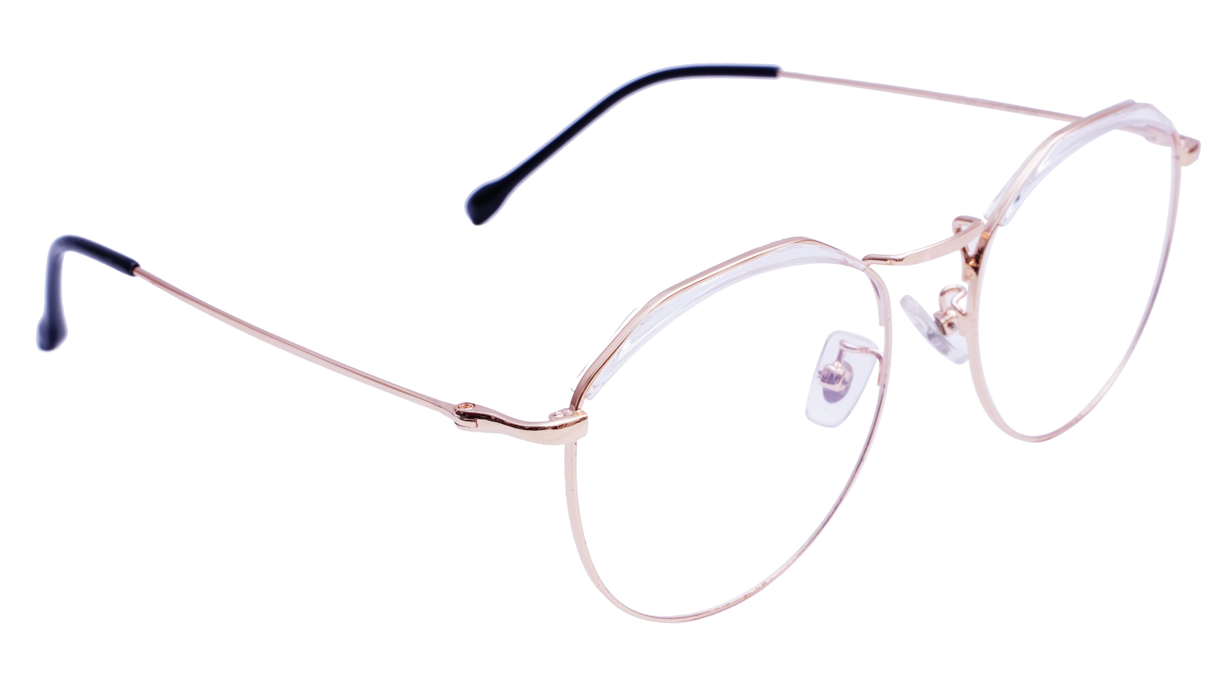 Unisex Round Spectacle Frame. Golden Color Metal Frame.