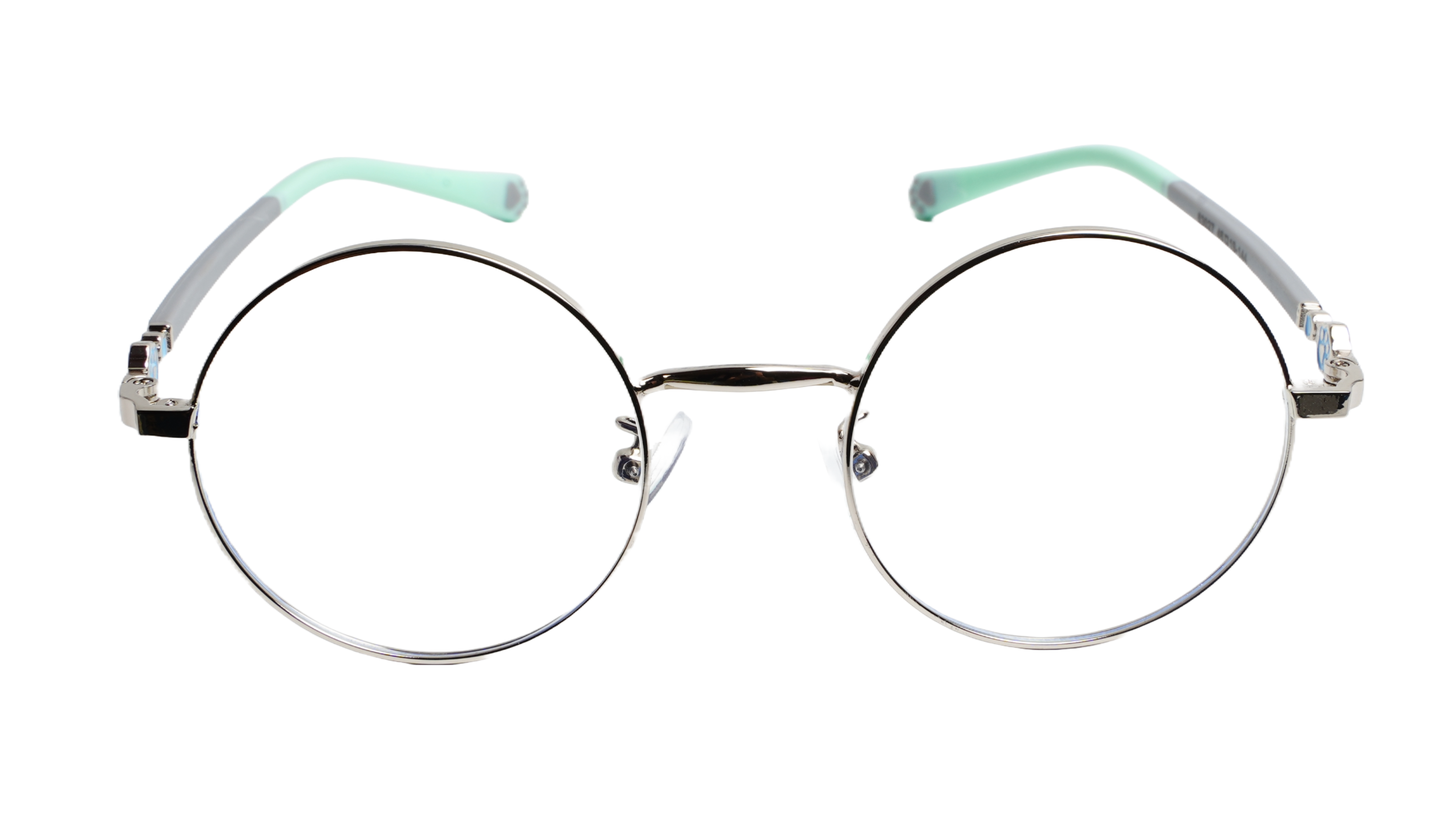 Soigné Kids Small Round Spectacle Frame.Silver&Green.(4-9)Y-Unisex