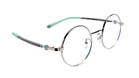Soigné Kids Small Round Spectacle Frame.Silver&Green.(4-9)Y-Unisex Soigné Kids Small Round Spectacle Frame.Silver&Green.(4-9)Y-Unisex