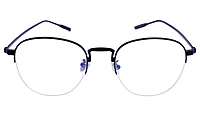Unisex Half Rim Round Spectacle Frame. Matte Black Color Metal Frame.