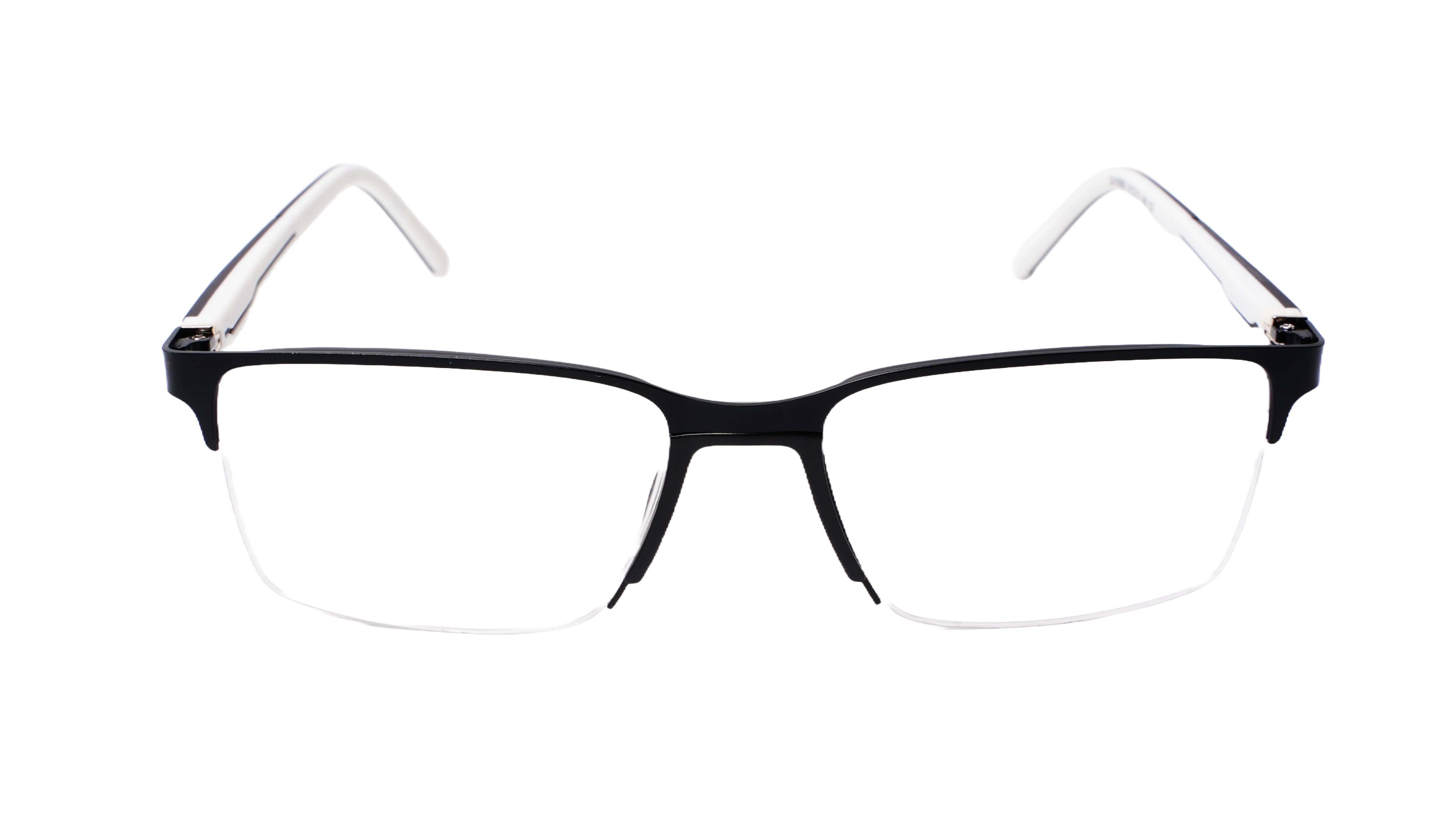 Soigné Unisex Half Rimmed Rectangular Spectacle Frame.Black&White-Large